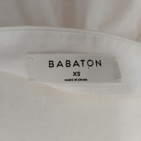 Aritzia Babaton Malik Off Shoulder Blouse Tie Sleeve Cotton White Size XS - Picture 8 of 9